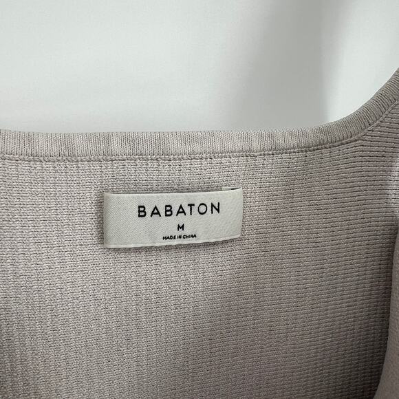 Babaton Ribbed Knit Tank Top Taupe Scoop Neck Sleeveless Medium - Picture 4 of 7